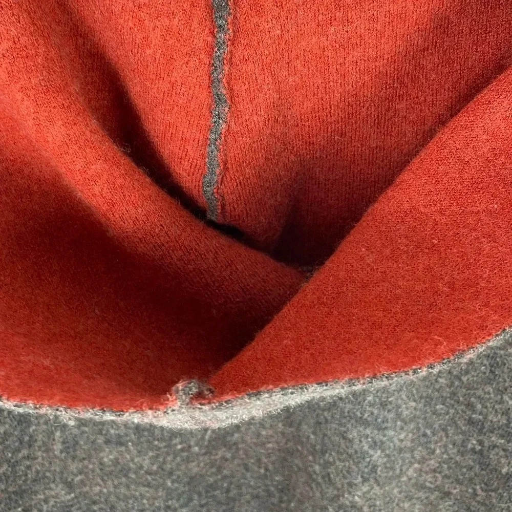 Jones New York Marino Wool Blend Zip Up Cardigan Pockets Red Gray Sz Medium